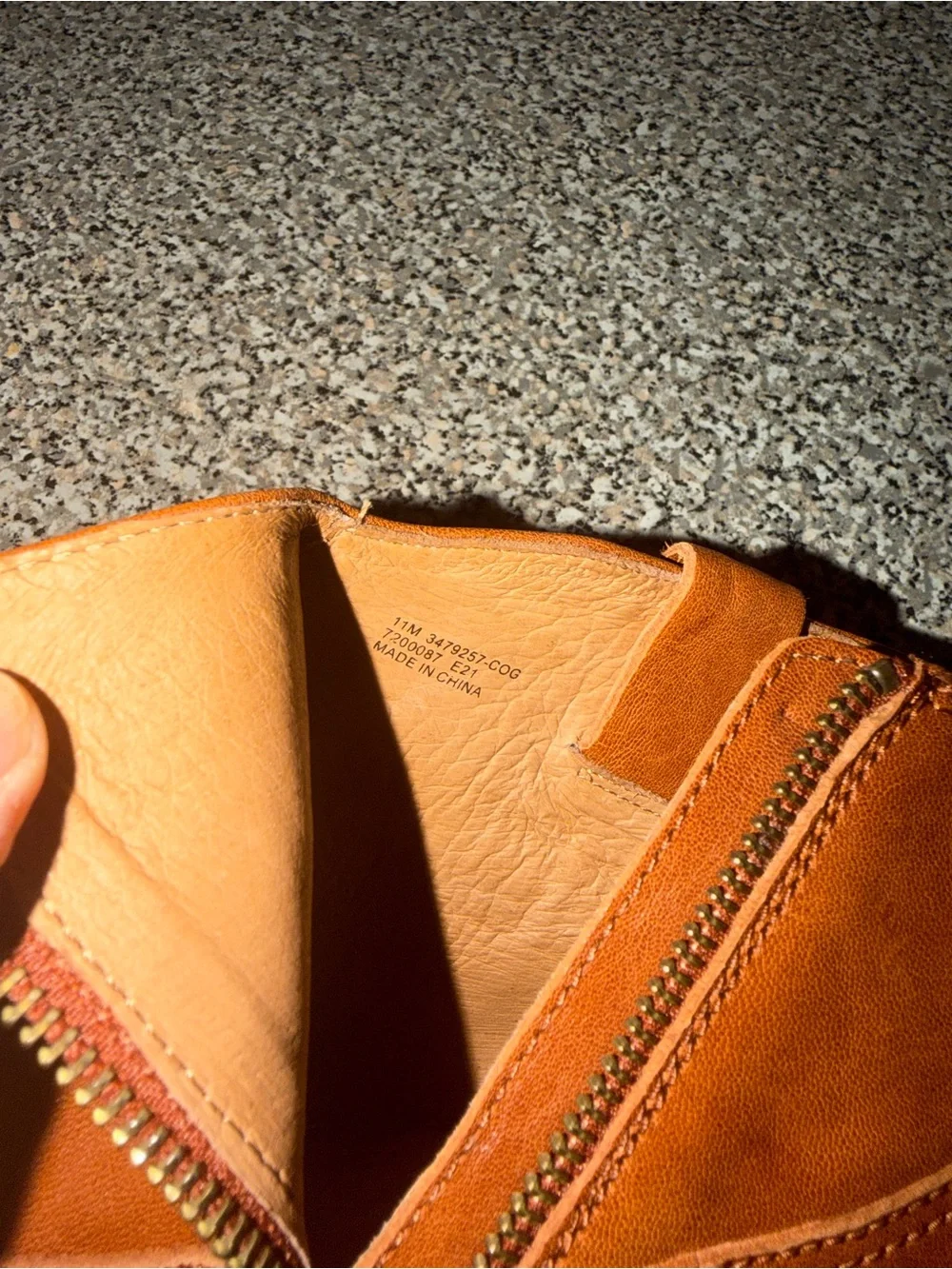 Frye Cognac Leather Ankle Booties with Stacked Heel
